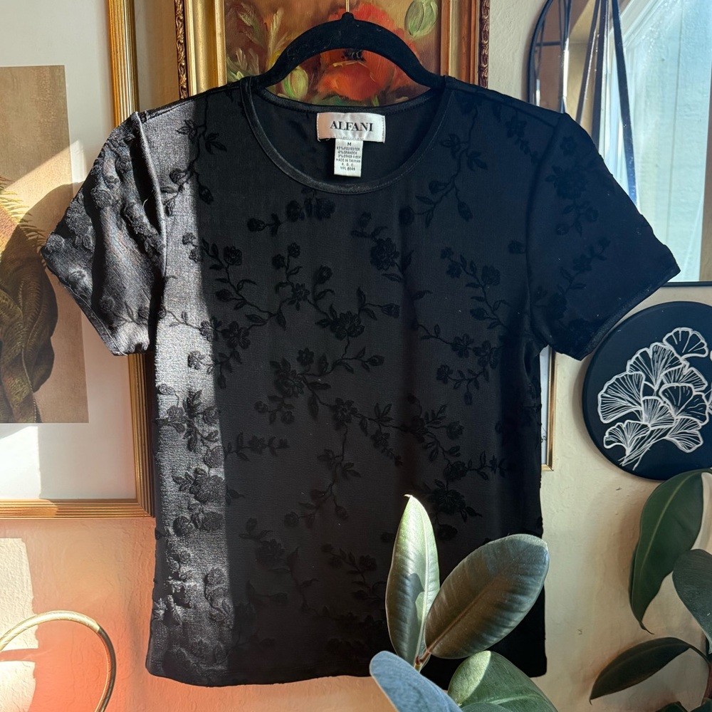 Whimsigoth flocked floral top